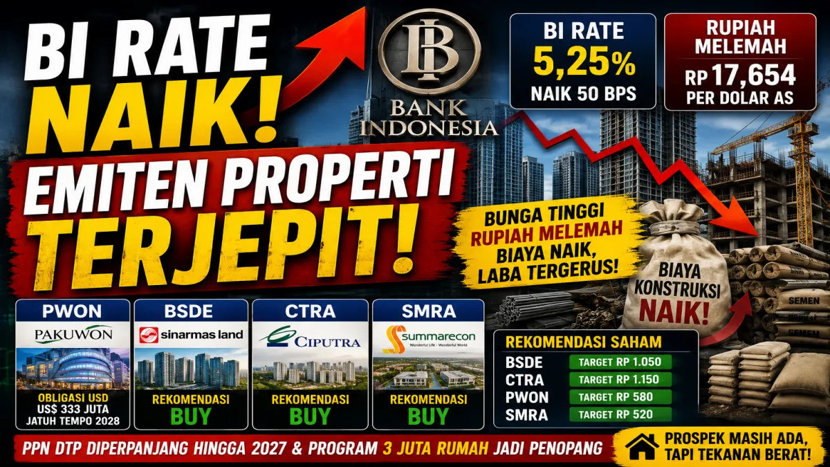 Update BI Rate Naik, Saham PWON hingga BSDE Masih Direkomendasikan Saat Emiten Properti Terjepit