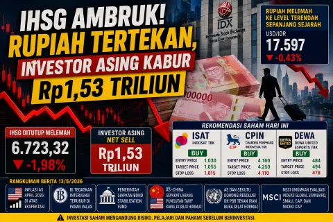 IHSG Ambruk dan Rupiah Tertekan, Investor Asing Kabur Rp1,53 Triliun: Ini Saham Rekomendasi Hari Ini