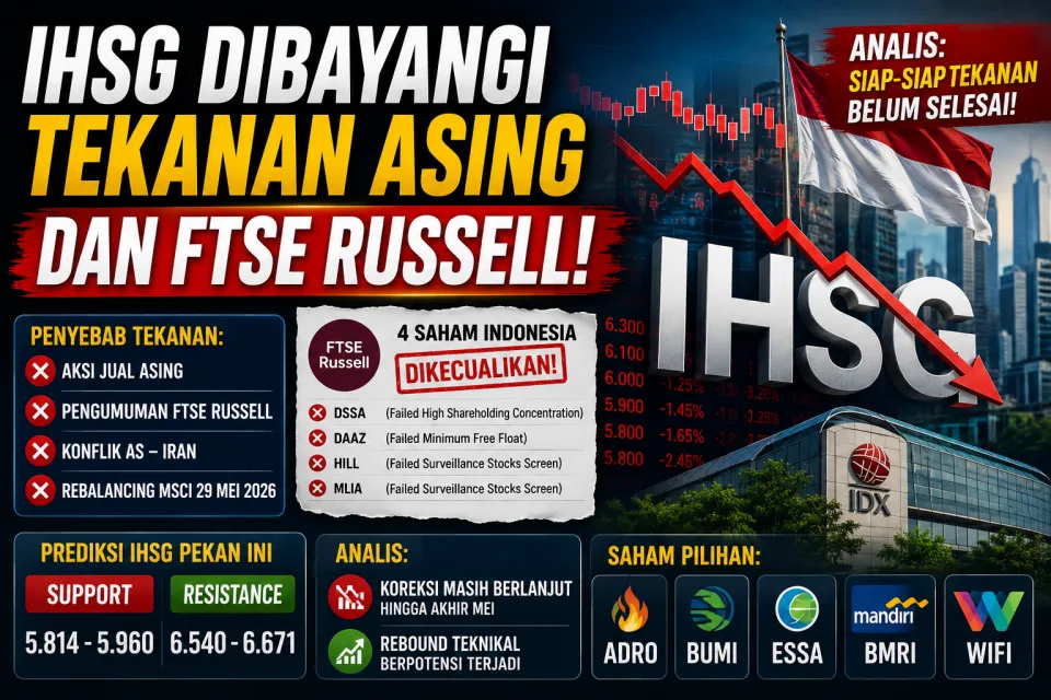 Hari Ini IHSG Dibayangi Tekanan Asing dan FTSE Russell, Analis Sebut Peluang Rebound Mulai Terbuka
