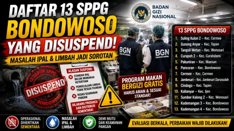 13 Dapur MBG Bondowoso Disuspend BGN, Dugaan Masalah Limbah dan IPAL Jadi Sorotan Nasional