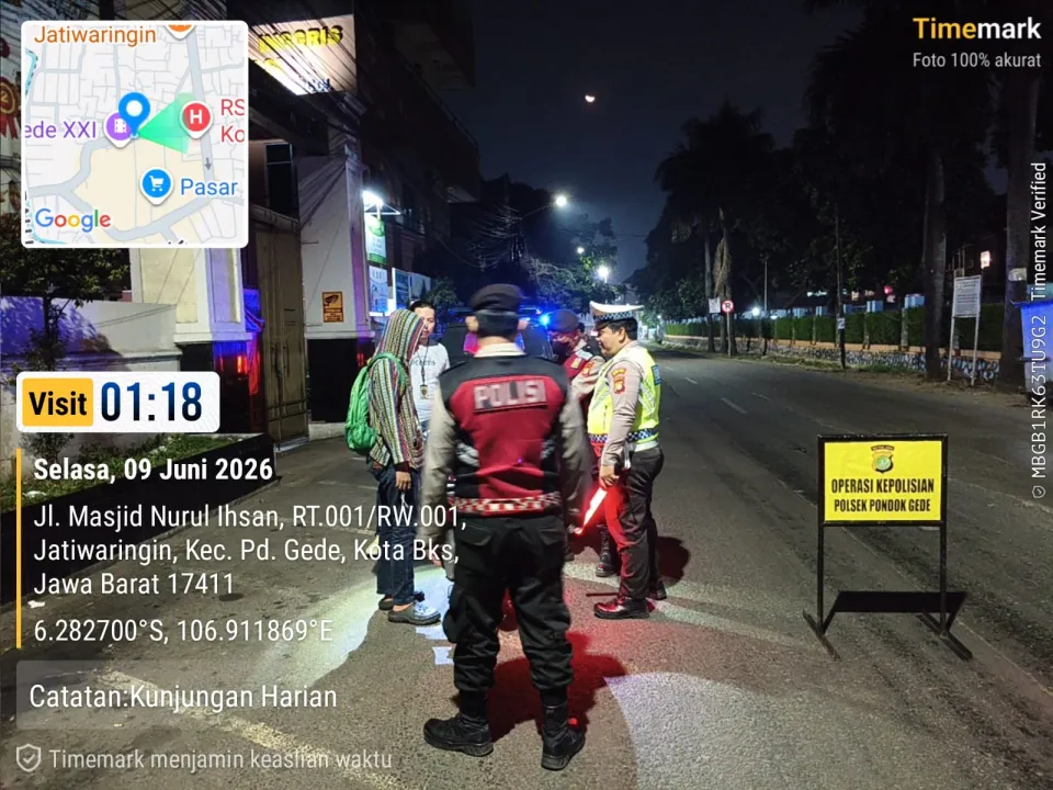 Operasi Tengah Malam! Polisi Sisir Jalur Rawan di Pondok Gede, Terungkap Tawuran dan Curanmor Jadi Target