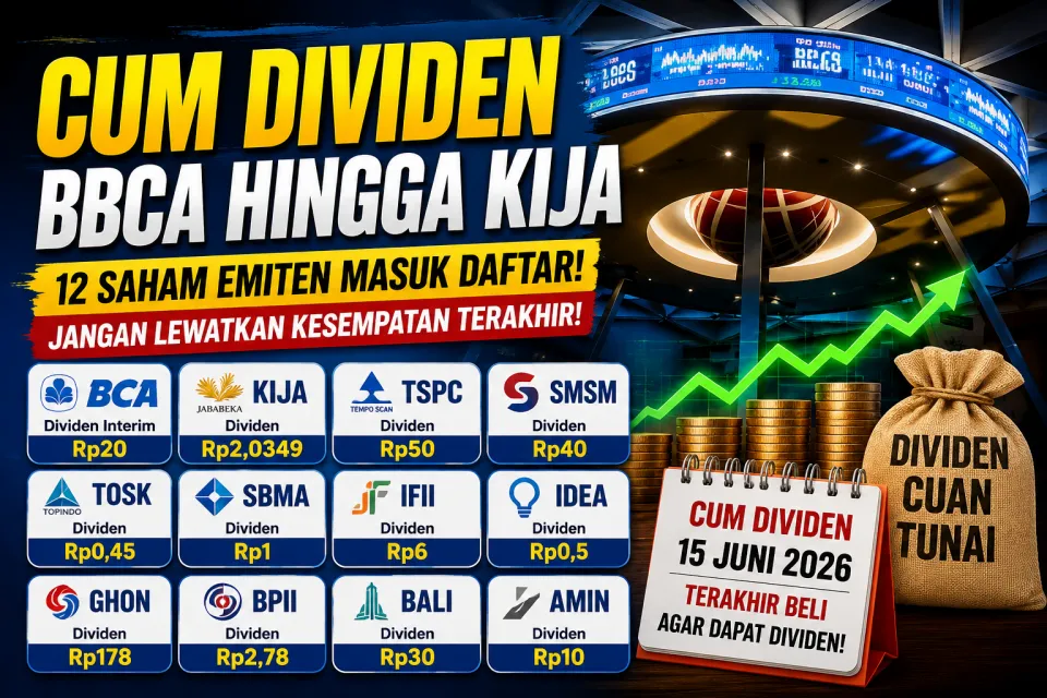BBCA hingga KIJA Masuk Cum Dividen Hari Ini, Investor Punya Kesempatan Terakhir Raih Cuan Tunai