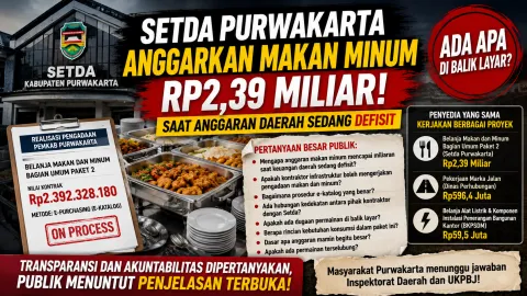 Anggaran Makan Minum Setda Purwakarta Rp2,39 Miliar Jadi Sorotan, Publik Pertanyakan Transparansi Pengadaan