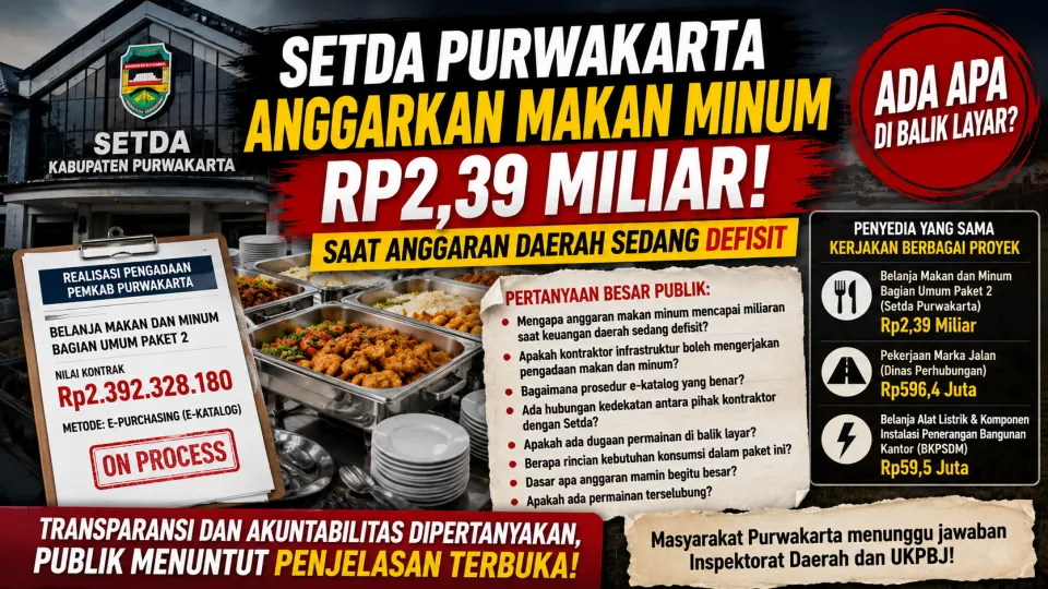 Anggaran Makan Minum Setda Purwakarta Rp2,39 Miliar Jadi Sorotan, Publik Pertanyakan Transparansi Pengadaan