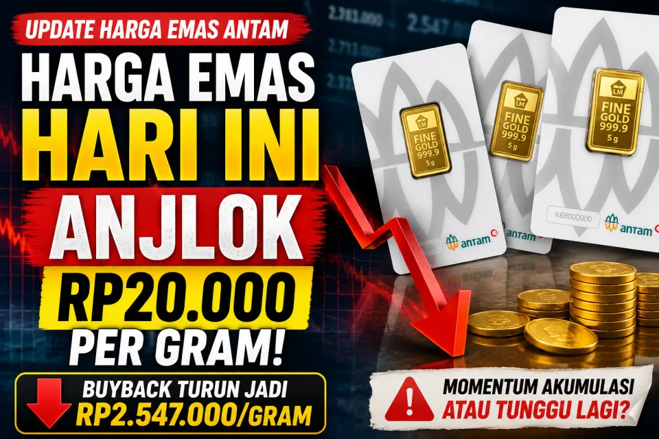Harga Emas Antam Hari Ini Anjlok Rp20.000 per Gram, Saat Tepat Borong atau Tunggu Lagi? 